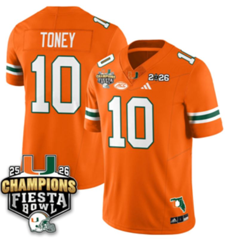 Men 2026 Miami Hurricanes #10 Toney Orange 3th generations Limited NCAA Jersey 059